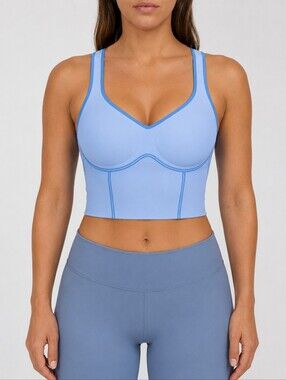 Fanka Body Sculpt Bra Tank Top Blue Built In Bra Sculpting Shapewear Cami M